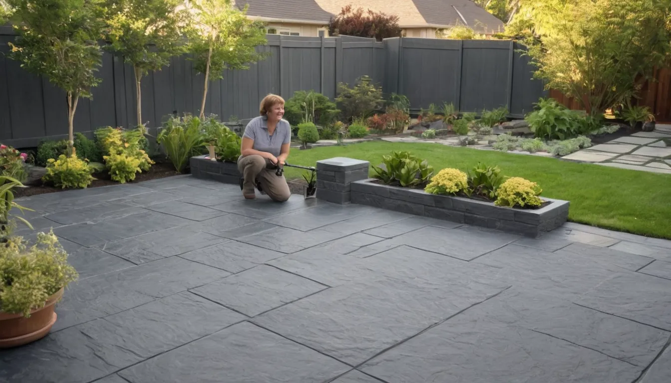 A stamped concrete patio behind a home in the Ontario area